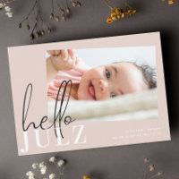 Script Hello Name Black Minimalist Photo Baby
