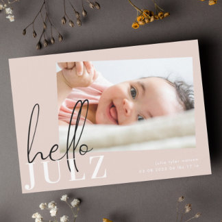 Script Hello Name Black Minimalist Photo Baby