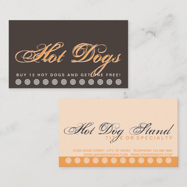 script HOT DOGS customer loyalty card (Front/Back)