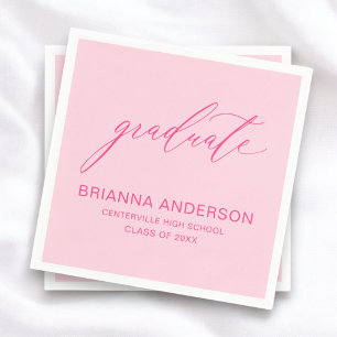 Script Hot Pink Graduation Napkin