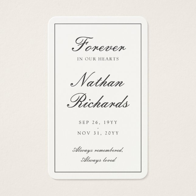 Script in Loving Memory Funeral Prayer Card (Front)