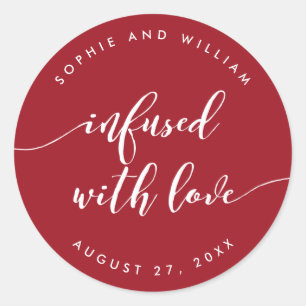 Script Infused with Love Editable Colour Wedding Classic Round Sticker