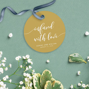 Script Infused with Love Editable Colour Wedding Favour Tags