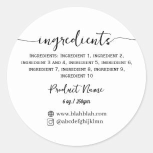 Script  ingredient Product Label Sticker
