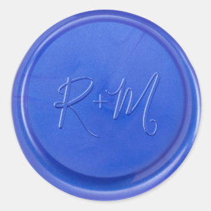 Script Initial Blue Quartz Wax Seal Sticker