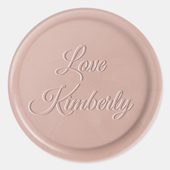 Script Initial Pink Latte Wax Seal Sticker (Front)