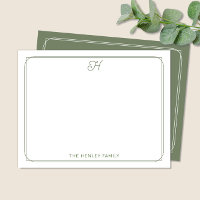Script Initial Pretty Family Stationery Green