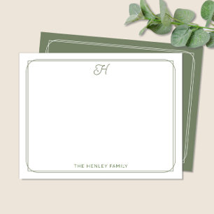 Script Initial Pretty Family Stationery Green Card