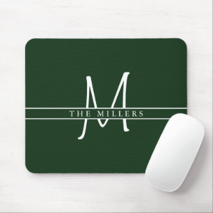Script Initial Split Monogram, Personalized Green Mouse Mat
