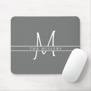 Script Initial Split Monogram, Personalized Grey Mouse Mat