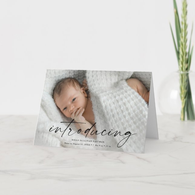 Script Introducing Baby Photo Thank You Card (Front)