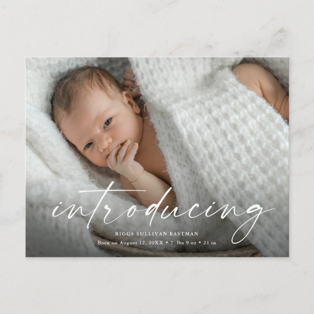 Script Introducing Baby Photo Thank You Card (Front)
