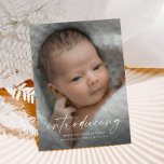 Script Introducing Baby Photo Thank You Postcard<br><div class="desc">Script Introducing Baby Photo Birth Announcement and Thank you card. The back includes a second photo and thank you message that you can personalise or remove if you prefer to hand write your thank you. Click the personalise/edit button to customise this design.</div>