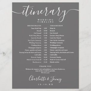Script Itinerary Schedule Grey Wedding Timeline