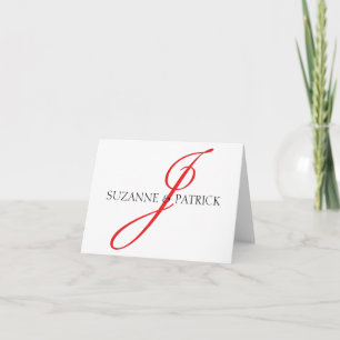 Script J Monogram Notecard (Red / Black)