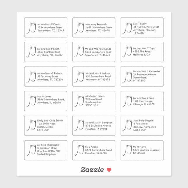 Script Joy Christmas 18 Recipient Name Addresses (Sheet)