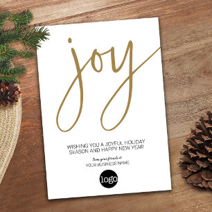 Script JOY - Gold White - Business Logo Holiday Card