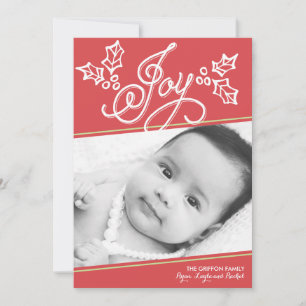 Script Joy Red Christmas Card