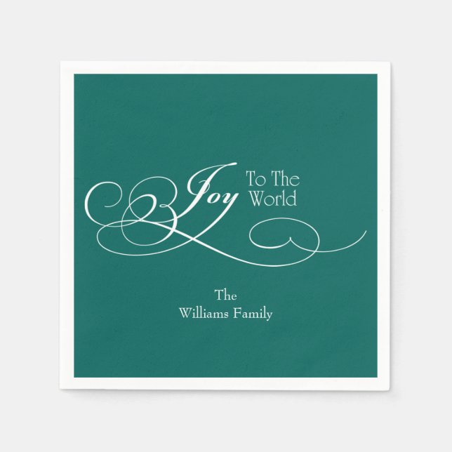 Script Joy To The World Holiday Napkin (Front)