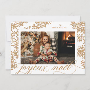Script Joyeux Noel Gold Foliage Photo Card