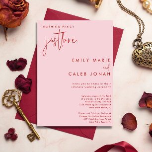 Script Just Love Pink Intimate Wedding Courthouse  Invitation