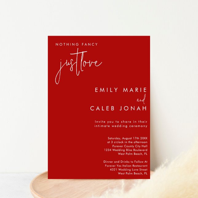 Script Just Love Red Intimate Wedding Courthouse  Invitation (Creator Uploaded)