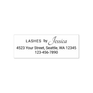 Script Lashes Studio Name Return Address Phone  Self-inking Stamp