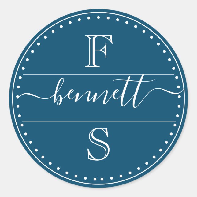 Script Last Name First & Midddle Initial  Classic Round Sticker (Front)