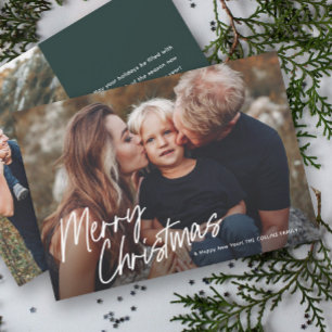 Script Lettering Merry Christmas 2 Photo  Holiday Card