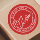 Script Lettering Merry Christmas Classic Round Sticker<br><div class="desc">Script Lettering Merry Christmas Classic Round Sticker. Click the personalise button to customise this design with your text.</div>