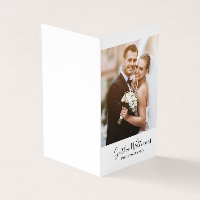 Script Lettering Modern Photography Business Card (Outside)