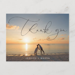 Script Lettering Photo Wedding Thank You Postcard