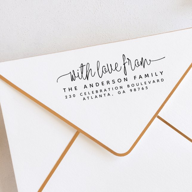 Script Lettering With Love From & Return Address Rubber Stamp (Rubber Stamp Mock-up)