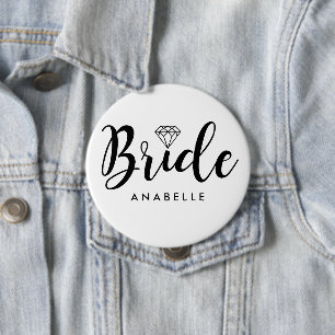 Script Letters "Bride" Personalized 10 Cm Round Badge