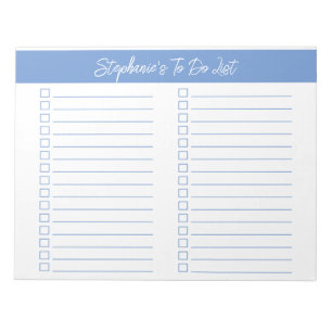 Script Light Blue 8.5x11 Two Column Checklist Notepad
