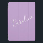 Script Lilac Purple Solid Colour Personalised Name iPad Pro Cover<br><div class="desc">Cute Script Lilac Purple Solid Colour Personalised Name iPad Pro Cover</div>