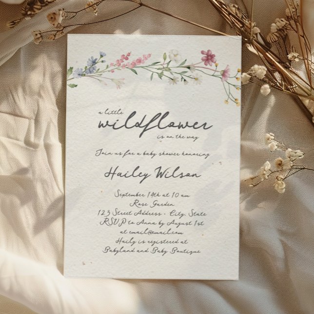 Script Little Wildflower Baby Shower Invitation (Creator Uploaded)