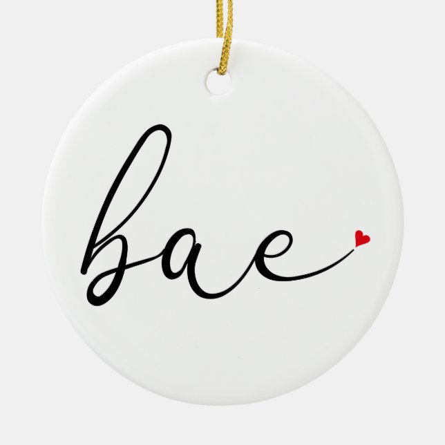 Script Love Heart Bae Definition Ceramic Tree Decoration (Front)