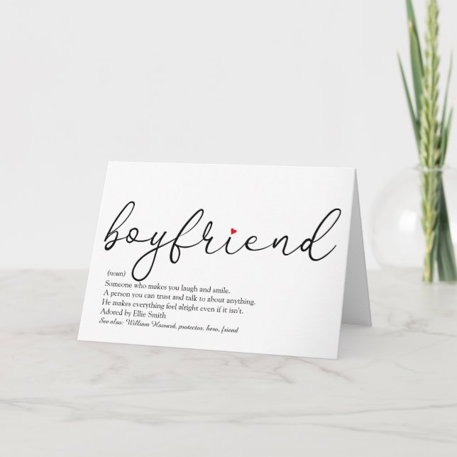 Script Love Heart Boyfriend Definition Card (Front)