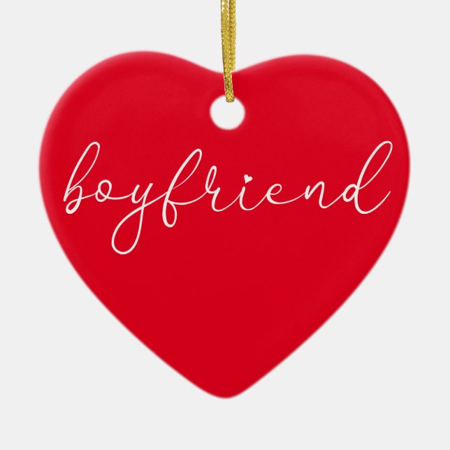 Script Love Heart Boyfriend Definition Ceramic Tree Decoration (Front)
