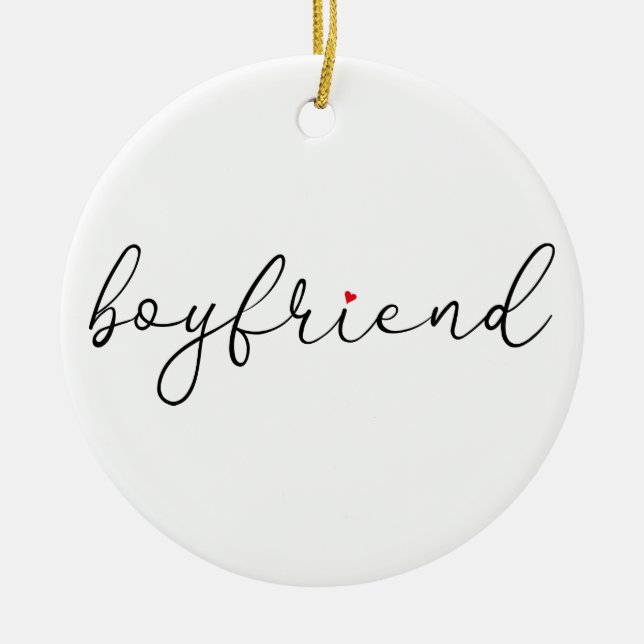 Script Love Heart Boyfriend Definition Ceramic Tree Decoration (Front)