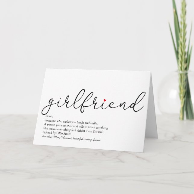 Script Love Heart Girlfriend Definition Card (Front)