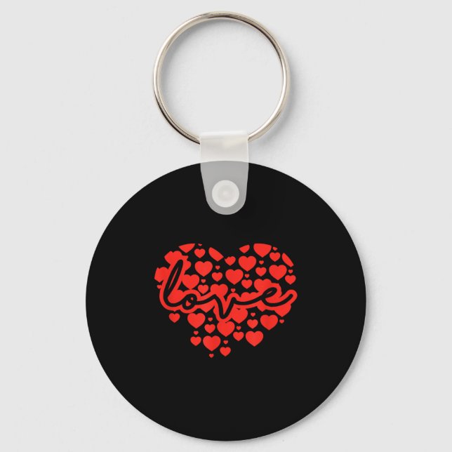 Script Love Heart Of Hearts Valentine's Day  Key Ring (Front)