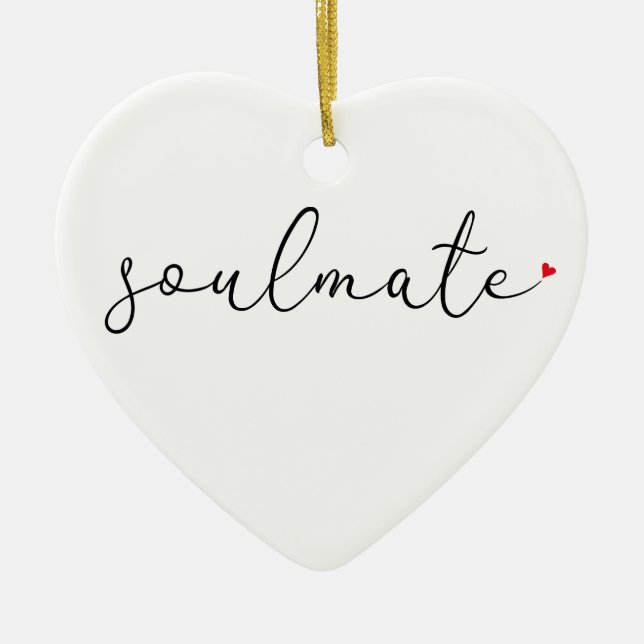 Script Love Heart Soulmate Definition Ceramic Tree Decoration (Front)