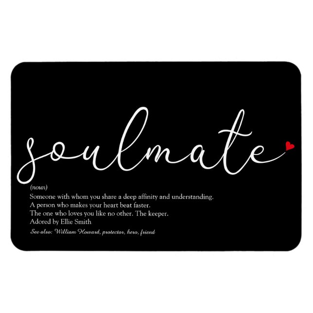 Script Love Heart Soulmate Definition Magnet (Horizontal)