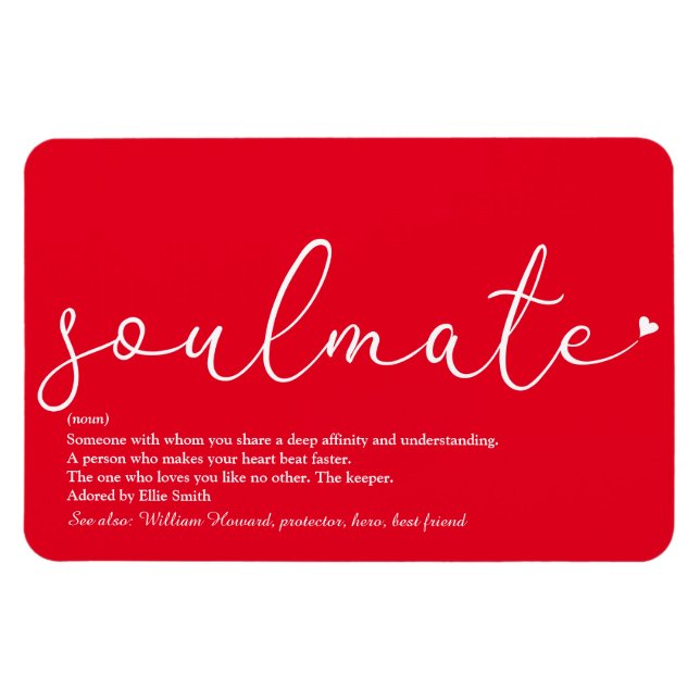 Script Love Heart Soulmate Definition Red Magnet (Horizontal)