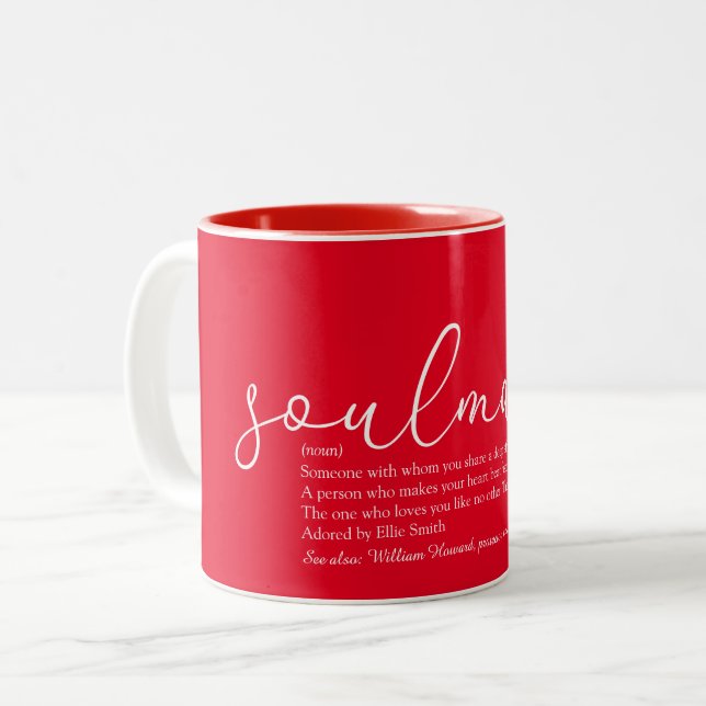 Script Love Heart Soulmate Definition Two-Tone Coffee Mug (Front Left)