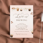 Script Love is Brewing Pink Coffee Bridal Shower Invitation<br><div class="desc">Surprise your loved ones with this stylish bridal shower invitation,  featuring pretty watercolor coffee and editable details. Easily customise it by clicking on the "personalise" option.</div>
