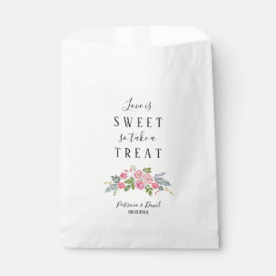 Script Love is Sweet Pink Floral Wedding Favour Ba Bags