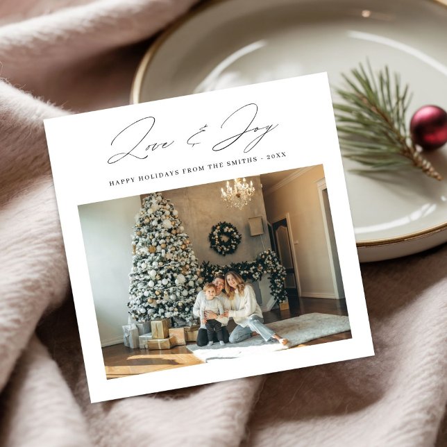 Script Love & Joy Modern Family Christmas Photo Holiday Card (Creator Uploaded)